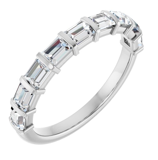 14K Yellow Gold Or Platinum Straight Baguette 3 X 2.5 Mm Polished 1 Ctw Lab-Grown Diamond Anniversary Band