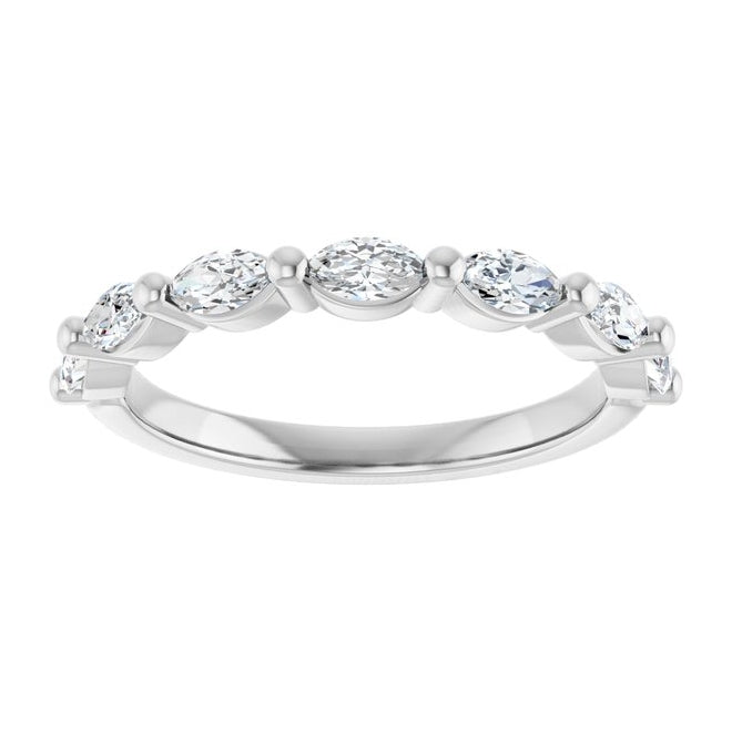 14K Yellow Or White Gold Marquise 4.25 X 2.25 Mm Polished 5/8 Ctw Lab-Grown Diamond Anniversary Band Size 7