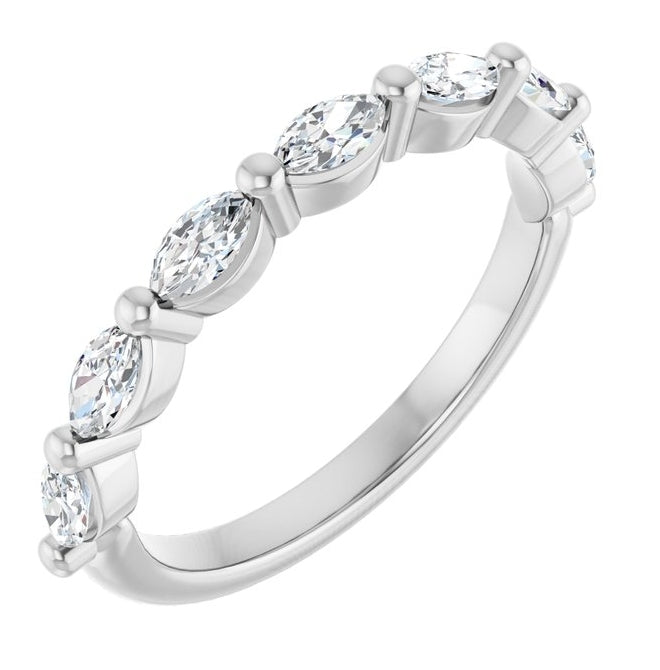 14K Yellow Or White Gold Marquise 4.25 X 2.25 Mm Polished 5/8 Ctw Lab-Grown Diamond Anniversary Band Size 7