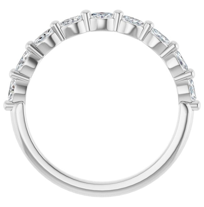 14K White Gold Marquise 3 X 1.5 Mm Polished 1/4 Ctw Lab-Grown Diamond Anniversary Band Size 7