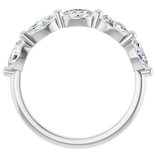 14K White Gold Oval 5 X 3 Mm Polished 1 1/4 Ctw Natural Diamond Annniversary Band Size 7