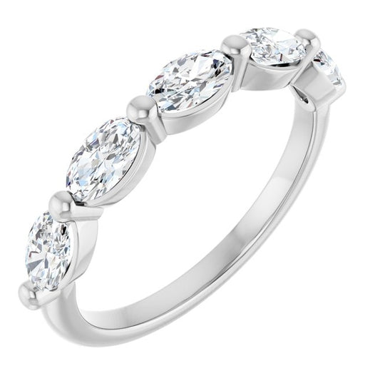 14K Yellow Or White Gold Oval 5 X 3 Mm Polished 9/10 Ctw Lab-Grown Diamond Anniversary Band Size 7