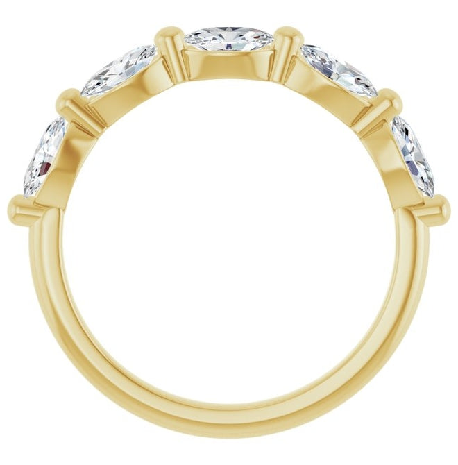 14K Yellow Or White Gold Oval 5 X 3 Mm Polished 9/10 Ctw Lab-Grown Diamond Anniversary Band Size 7
