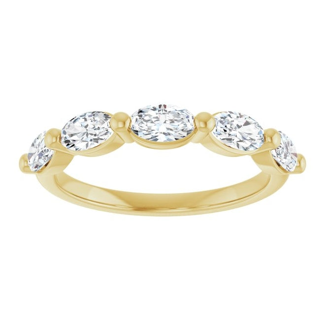 14K Yellow Or White Gold Oval 5 X 3 Mm Polished 9/10 Ctw Lab-Grown Diamond Anniversary Band Size 7