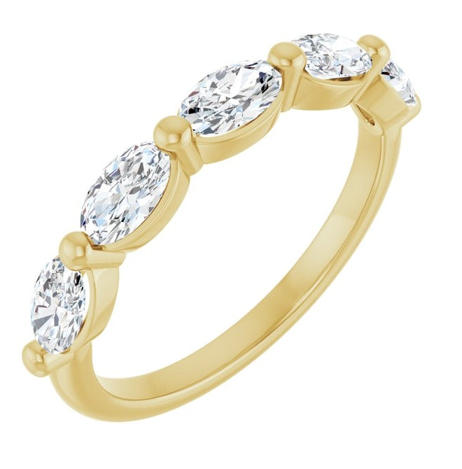 14K Yellow Or White Gold Oval 5 X 3 Mm Polished 9/10 Ctw Lab-Grown Diamond Anniversary Band Size 7