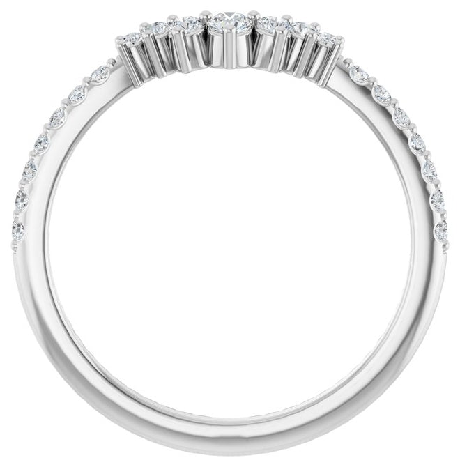 Platinum Round 1.2 Mm Polished 1/5 Ctw Lab-Grown Diamond  Contour Band Size 7