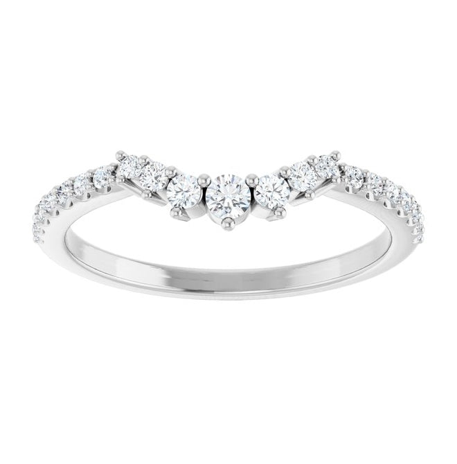Platinum Round 1.2 Mm Polished 1/5 Ctw Lab-Grown Diamond  Contour Band Size 7