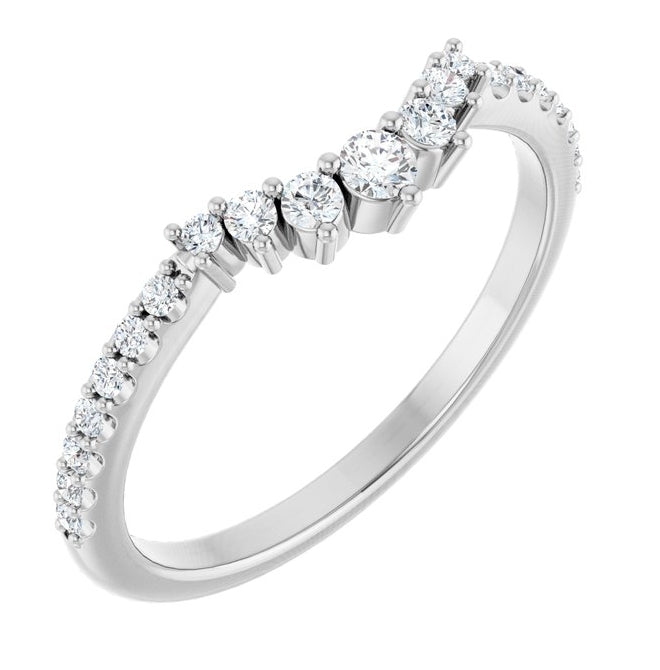 Platinum Round 1.2 Mm Polished 1/5 Ctw Lab-Grown Diamond  Contour Band Size 7