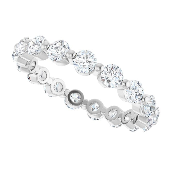 14K White Gold Round 3 Mm Si2-Si3, G-H  Polished 1 3/4 Ctw Natural Diamond Eternity Band Size 7
