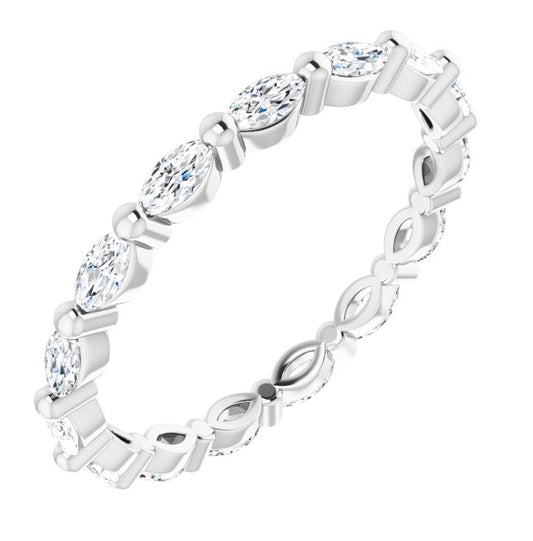 Platinum Marquise 3.5 X 1.75 Mm Si2-Si3, Ghi  Polished 5/8 Ctw Natural Diamond Eternity Band Size 6