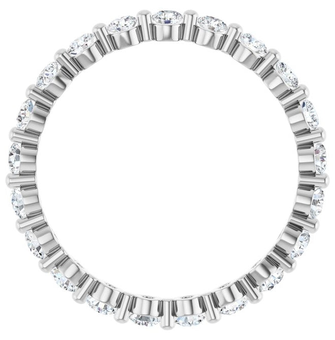 14K White Gold Round 2.25 Mm Vs, F+  Polished 3/4 Ctw Lab-Grown Diamond Eternity Band Size 5