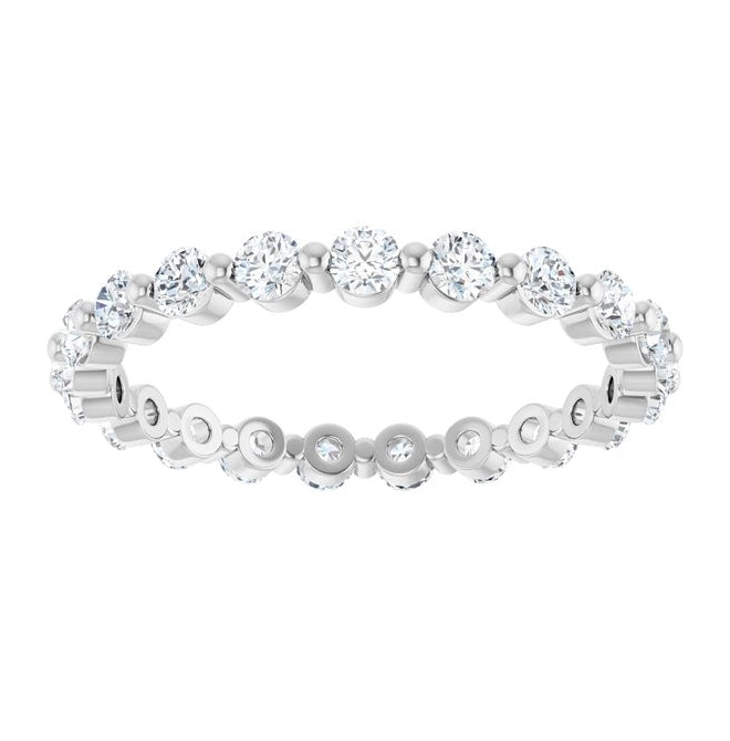 14K White Gold Round 2.25 Mm Vs, F+  Polished 3/4 Ctw Lab-Grown Diamond Eternity Band Size 5