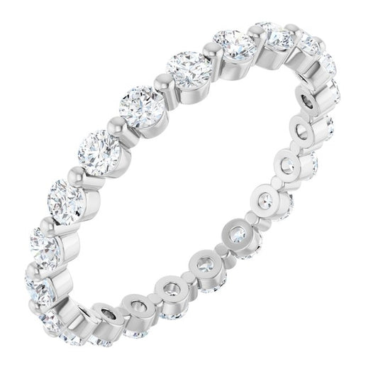 14K White Gold Round 2.25 Mm Vs, F+  Polished 3/4 Ctw Lab-Grown Diamond Eternity Band Size 5