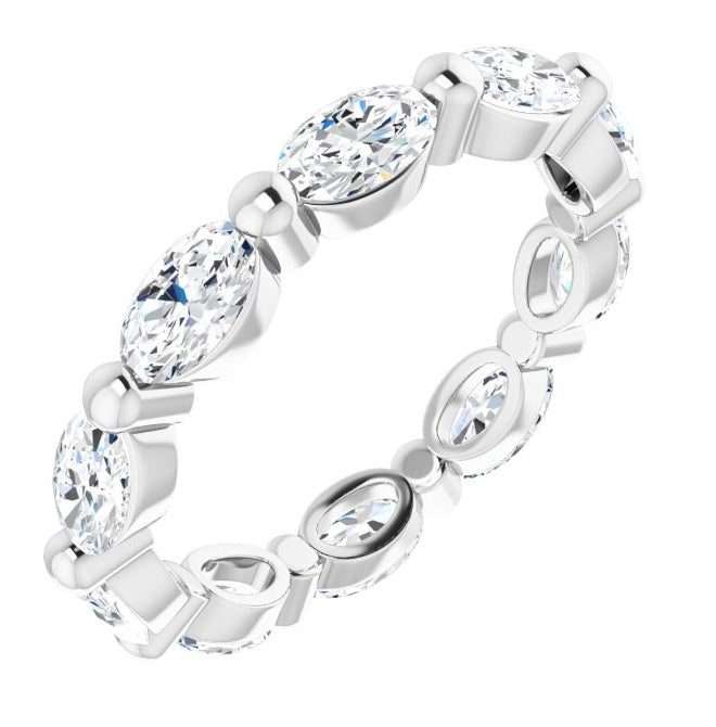 14K Yellow Or White Gold Oval 5 X 3 Mm Si1, Ghi  Polished 2 1/2 Ctw Natural Diamond Eternity Band