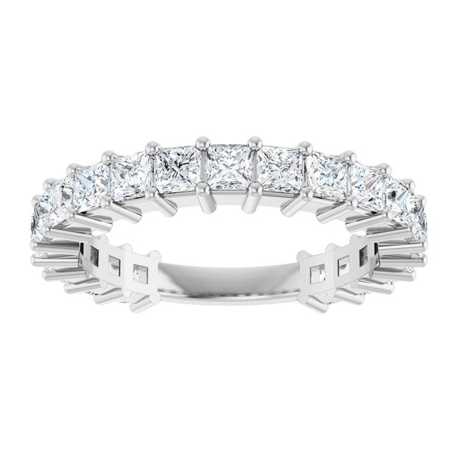 14K White Gold Square 2.5 X 2.5 Mm Polished 1 7/8 Ctw Lab-Grown Diamond Anniversary Band Size 7