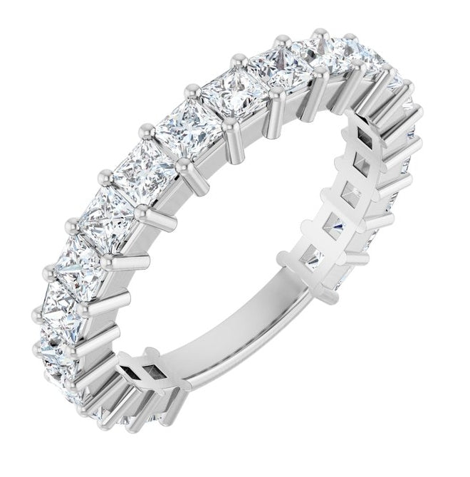 14K White Gold Square 2.5 X 2.5 Mm Polished 1 7/8 Ctw Lab-Grown Diamond Anniversary Band Size 7