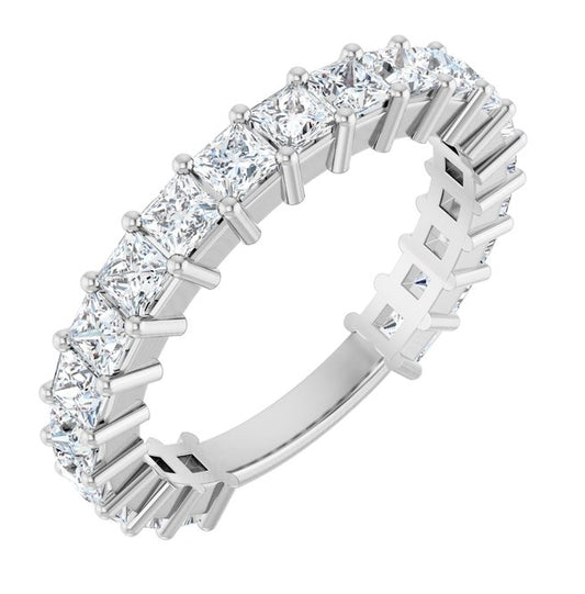 14K White Gold Square 2.5 X 2.5 Mm Polished 1 7/8 Ctw Lab-Grown Diamond Anniversary Band Size 7