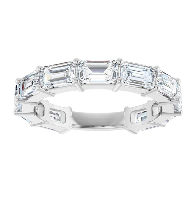 14K Yellow Or White Gold Emerald 5 X 3 Mm Polished 3 3/8 Ctw Lab-Grown Diamond Anniversary Band Size 7