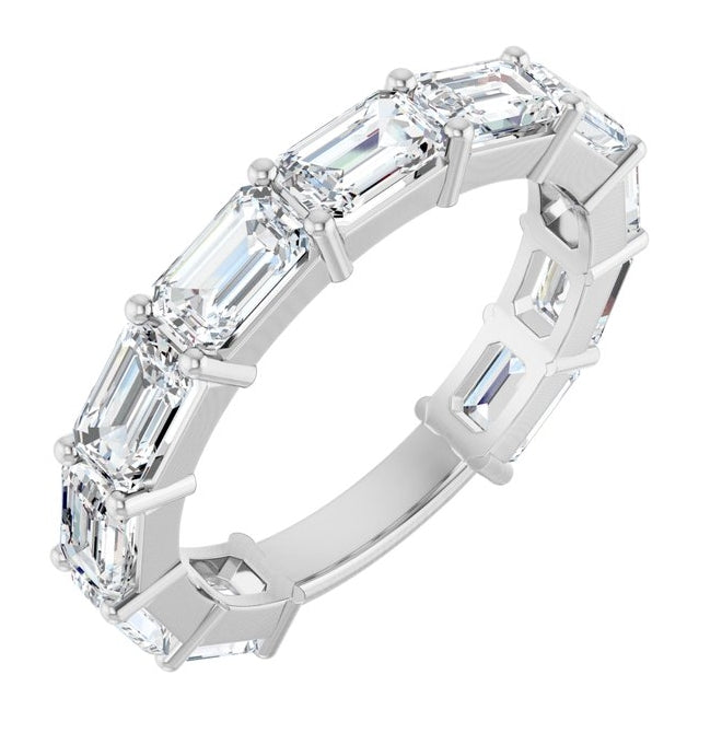 14K Yellow Or White Gold Emerald 5 X 3 Mm Polished 3 3/8 Ctw Lab-Grown Diamond Anniversary Band Size 7