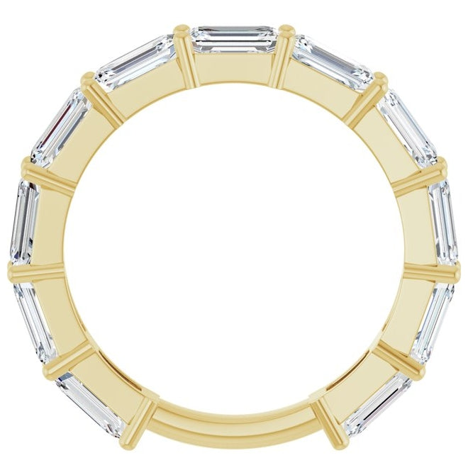 14K Yellow Or White Gold Emerald 5 X 3 Mm Polished 3 3/8 Ctw Lab-Grown Diamond Anniversary Band Size 7