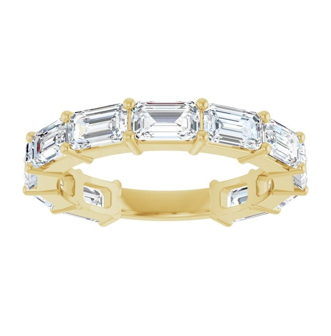 14K Yellow Or White Gold Emerald 5 X 3 Mm Polished 3 3/8 Ctw Lab-Grown Diamond Anniversary Band Size 7