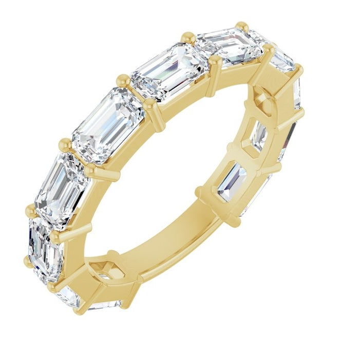 14K Yellow Or White Gold Emerald 5 X 3 Mm Polished 3 3/8 Ctw Lab-Grown Diamond Anniversary Band Size 7