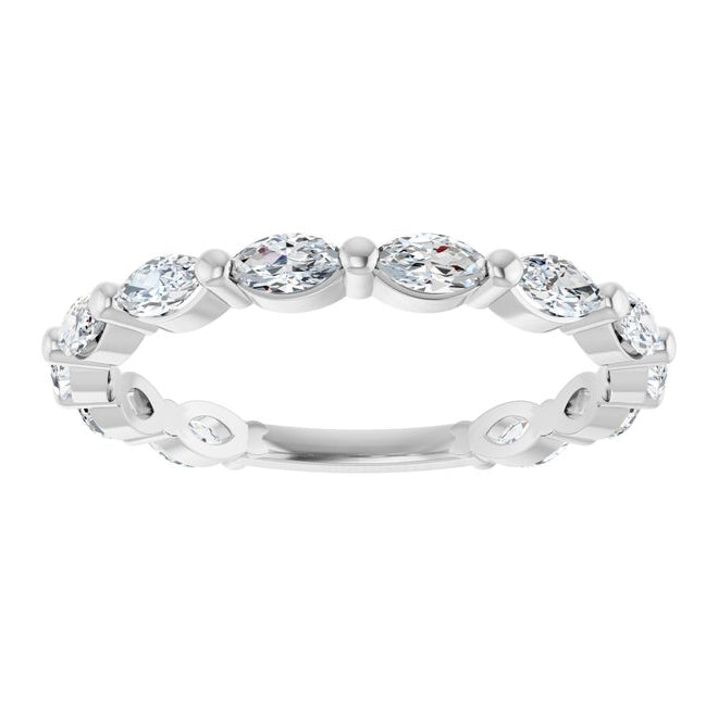 14K Yellow Or White Gold Marquise 4 X 2 Mm Polished 3/4 Ctw Lab-Grown Diamond Anniversary Band Size 7