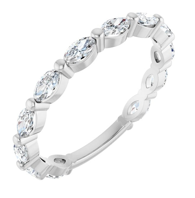 14K Yellow Or White Gold Marquise 4 X 2 Mm Polished 3/4 Ctw Lab-Grown Diamond Anniversary Band Size 7