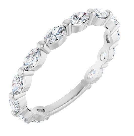 14K Yellow Or White Gold Marquise 4 X 2 Mm Polished 3/4 Ctw Lab-Grown Diamond Anniversary Band Size 7