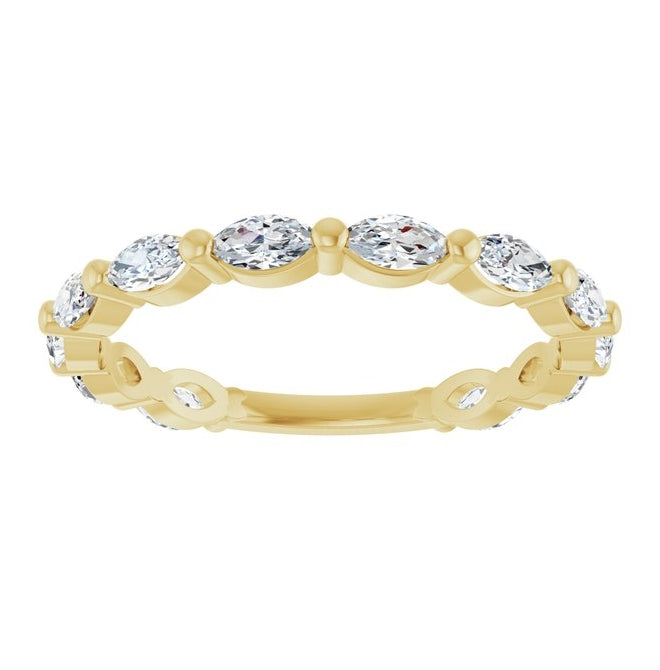 14K Yellow Or White Gold Marquise 4 X 2 Mm Polished 3/4 Ctw Lab-Grown Diamond Anniversary Band Size 7