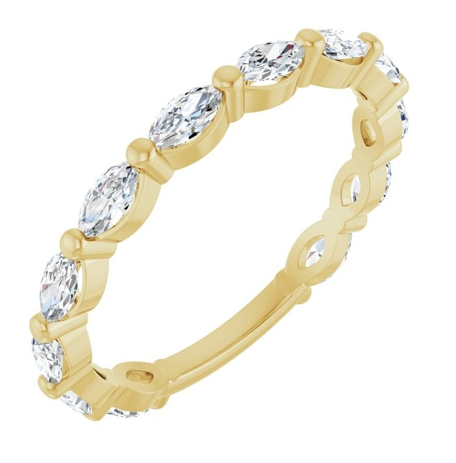 14K Yellow Or White Gold Marquise 4 X 2 Mm Polished 3/4 Ctw Lab-Grown Diamond Anniversary Band Size 7