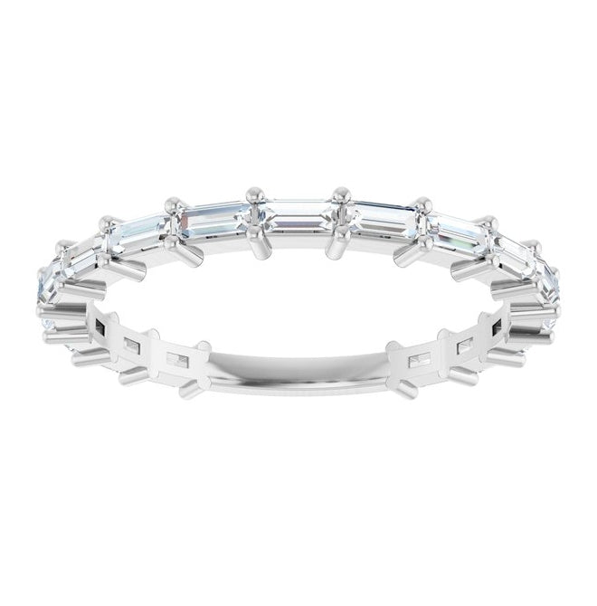 Platinum Straight Baguette 3 X 1.3 Mm Polished 1/2 Ctw Lab-Grown Diamond Anniversary Band Size 7