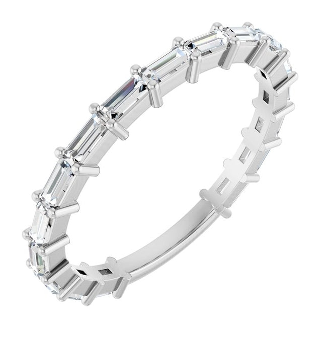 Platinum Straight Baguette 3 X 1.3 Mm Polished 1/2 Ctw Lab-Grown Diamond Anniversary Band Size 7