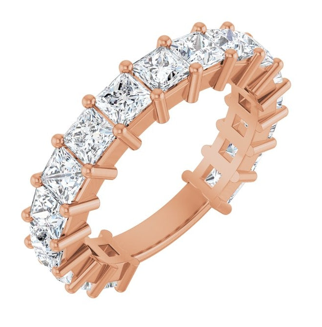 14K Rose Gold Square 3.3 X 3.3 Mm Polished 3 3/8 Ctw Lab-Grown Diamond Anniversary Band Size 7