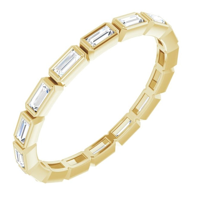 14K Yellow Gold Straight Baguette 3 X 1.25 Mm Si2-Si3, Ghi  Polished 3/8 Ctw Natural Diamond Eternity Band Size 5