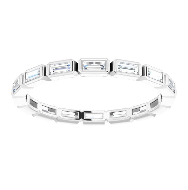 Platinum  Straight Baguette 3 X 1.25 Mm Si2-Si3, Ghi  Polished 1/2 Ctw Natural Diamond Eternity Band Size 8