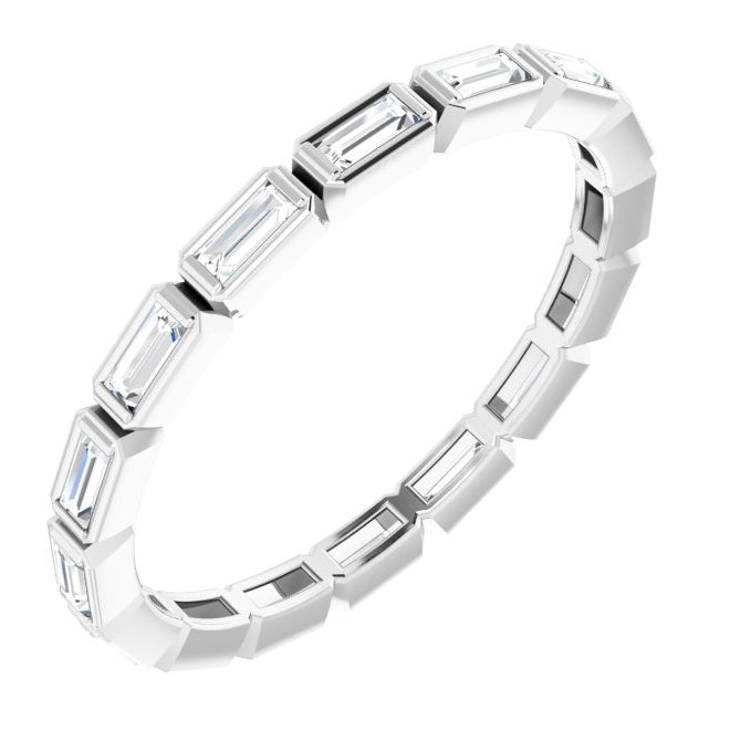 Platinum  Straight Baguette 3 X 1.25 Mm Si2-Si3, Ghi  Polished 1/2 Ctw Natural Diamond Eternity Band Size 8