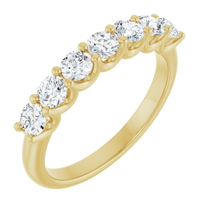 14K Yellow Gold Round 2.75 Mm Polished 1/2 Ctw Natural Diamond Anniversary Band Size 7