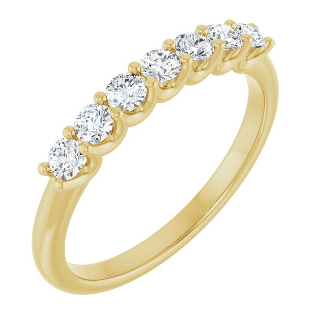 14K Yellow Gold Round 2.5 Mm Polished 3/8 Ctw Lab-Grown Diamond Anniversary Band Size 7