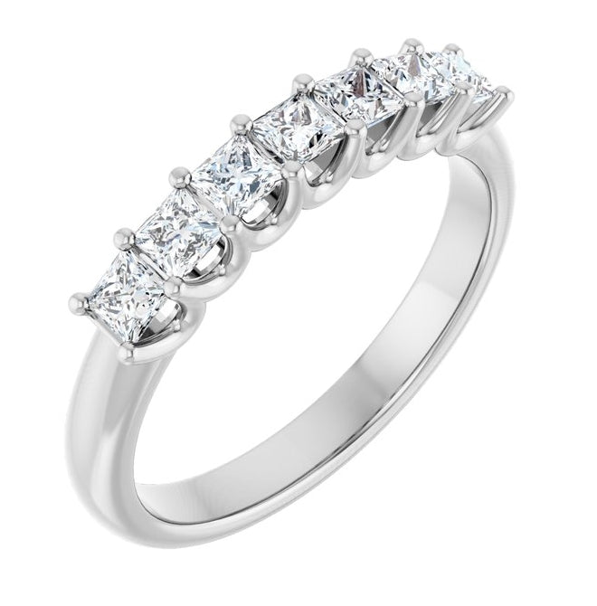 14K White Gold Square 2.5 X 2.5 Mm Polished 5/8 Ctw Lab-Grown Diamond Anniversary Band Size 7