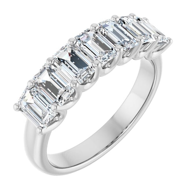 14K Yellow Or White Gold Emerald 5 X 3 Mm Polished 2 1/6 Ctw Lab-Grown Diamond Anniversary Band Size 7