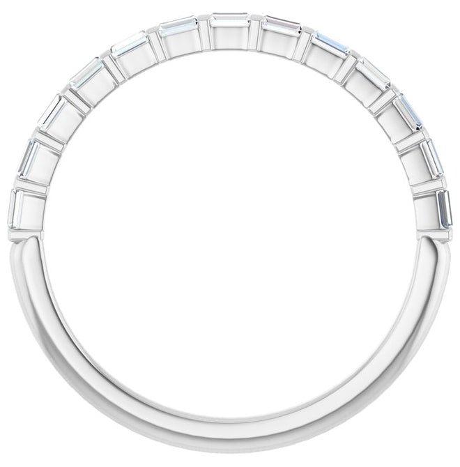 14K White Gold Straight Baguette 2 X 1 Mm Polished 1/5 Ctw Natural Diamond Anniversary Band Size 7