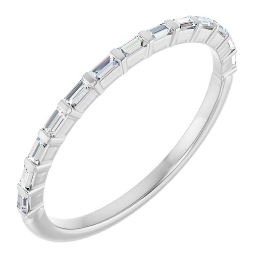14K White Gold Straight Baguette 2 X 1 Mm Polished 1/5 Ctw Natural Diamond Anniversary Band Size 7