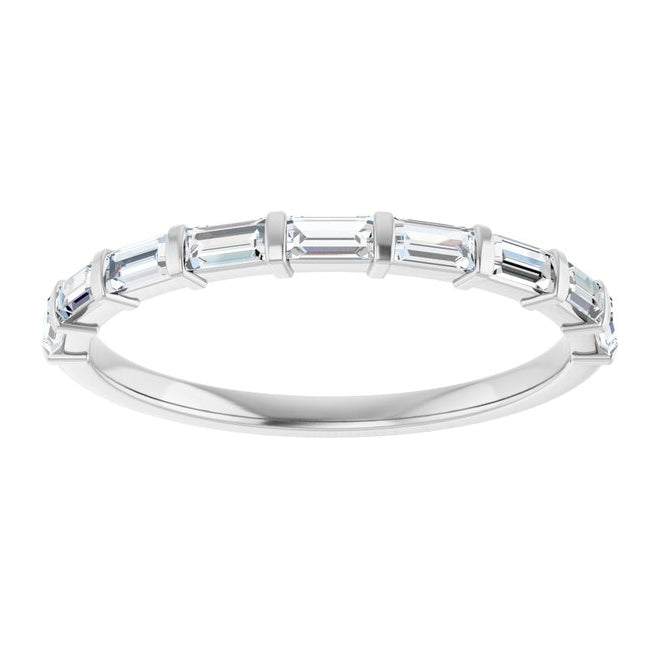 Platinum Straight Baguette 3 X 1.5 Mm Polished 1/3 Ctw Natual Diamond Anniversary Band Size 7