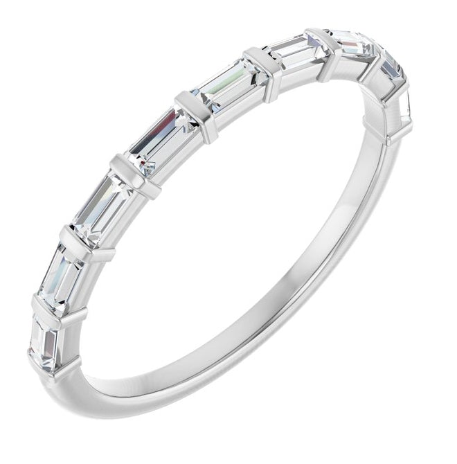 Platinum Straight Baguette 3 X 1.5 Mm Polished 1/3 Ctw Natual Diamond Anniversary Band Size 7