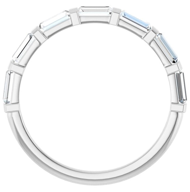 14K White Gold Straight Baguette 4 X 2 Mm Polished 3/4 Ctw Natual Diamond Anniversary Band Size 7