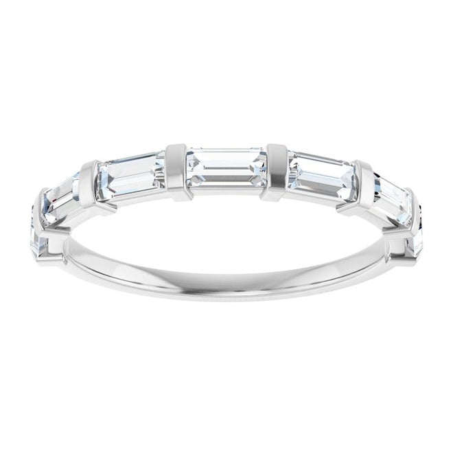 14K White Gold Straight Baguette 4 X 2 Mm Polished 3/4 Ctw Natual Diamond Anniversary Band Size 7