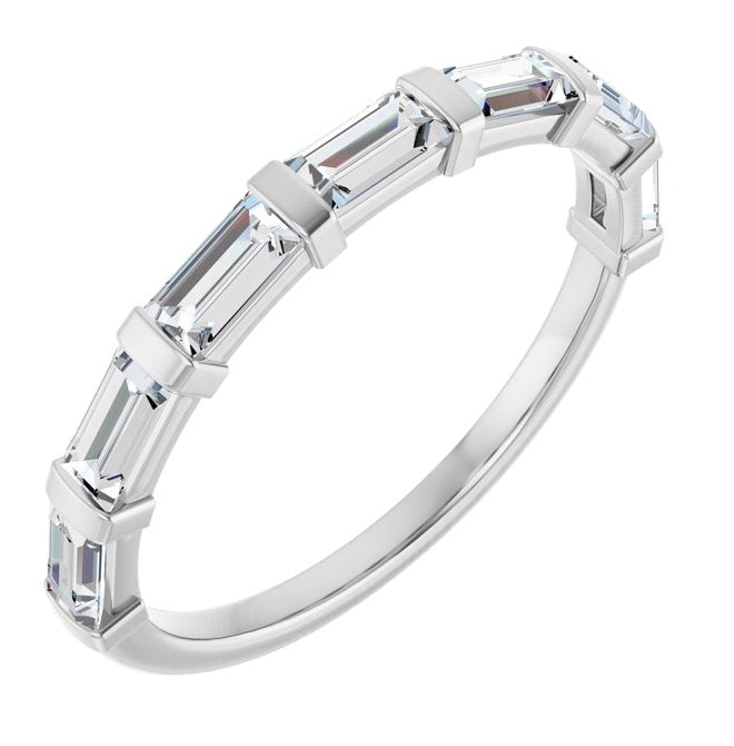 14K White Gold Straight Baguette 4 X 2 Mm Polished 3/4 Ctw Natual Diamond Anniversary Band Size 7