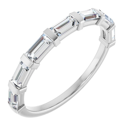 14K Yellow Or White Gold Straight Baguette 4 X 2 Mm Polished 3/4 Ctw Lab-Grown Diamond Anniversary Band Size 7