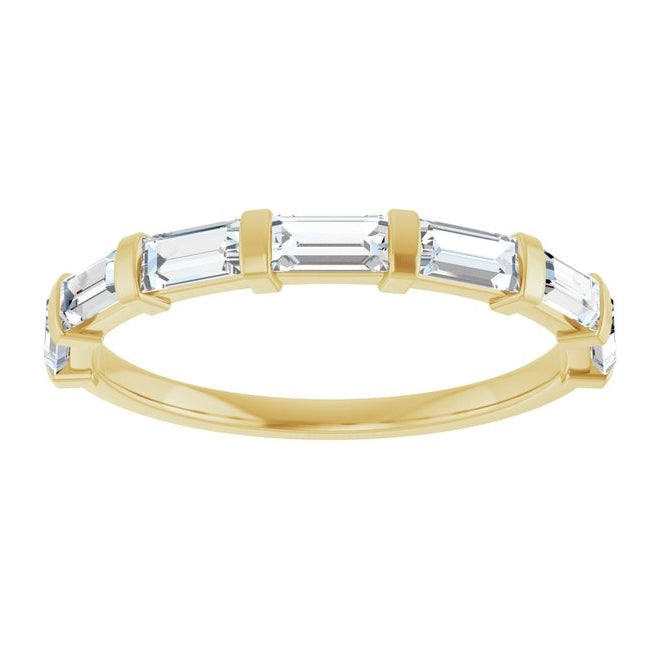 14K Yellow Or White Gold Straight Baguette 4 X 2 Mm Polished 3/4 Ctw Lab-Grown Diamond Anniversary Band Size 7